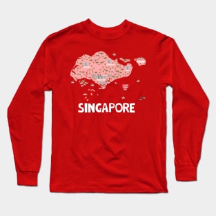 Singapore Illustrated Map Long Sleeve T-Shirt